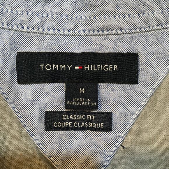 Tommy Hilfiger Mens M Long Sleeve Oxford Button Up Classic FIt Shirt Gray Cotton - Picture 6 of 10